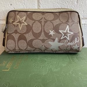 Leather Coach logo Zip Wallet with Gold Stars